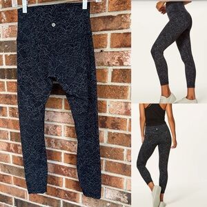 Lululemon  *  Align Pant II (25") Lacescape Dark Cast Black  EUC